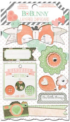 Bo Bunny - Pincushion - Layered Chipboard  (sold in 3's)