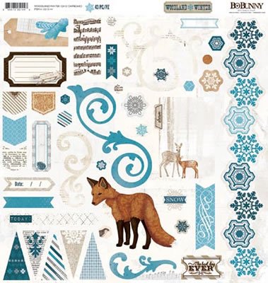 Bo Bunny - Woodland Winter - 12x12 Chipboard  (sold in 3's)