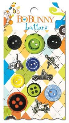 Bo Bunny Press - On the Go - Buttons  (sold in 3's)