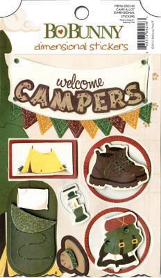 Bo Bunny Press - Camp A Lot - Dimensional Stickers  (sold in 3's)