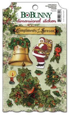 Bo-Bunny Press - Father Christmas - Dimensional Stickers  (sold in 3's)