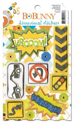 Bo Bunny Press - On the Go - Dimensional Stickers  (sold in 3's)