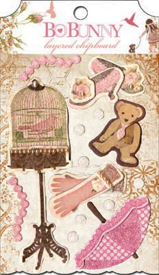 Bo Bunny Press - Little Miss - Layered Chipboard  (sold in 3's)
