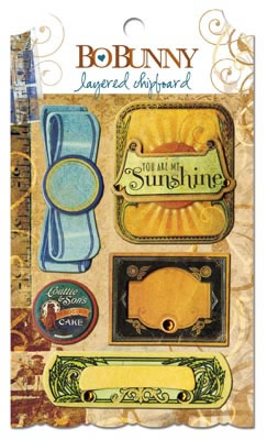 Bo Bunny Press - Weekend Market - Layered Chipboard  (sold in 3's)