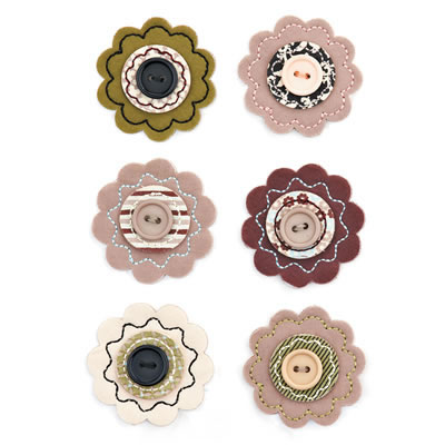 BasicGrey - Cappella - Bloomers Fabric Flowers  (sold in 3's)