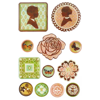 BasicGrey - Curio - Epoxy Stickers  (sold in 3's)