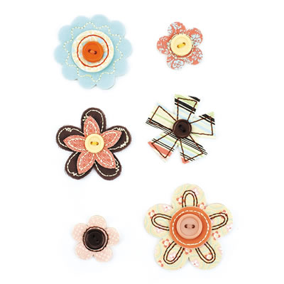 BasicGrey - Curio - Bloomers Fabric Flowers  (sold in 3's)