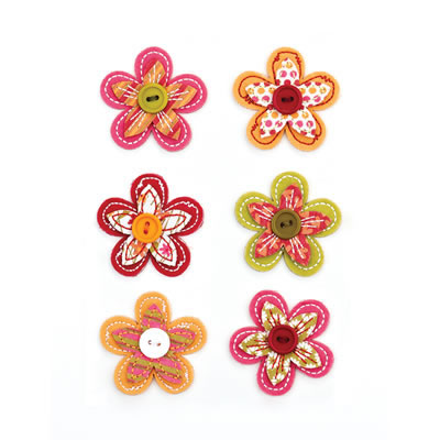 BasicGrey - Green at Heart - Bloomers Fabric Flowers  (sold in 3's)