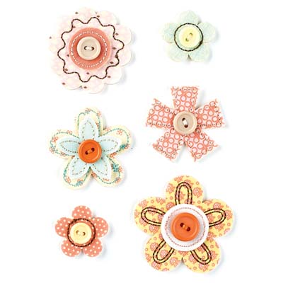 BasicGrey - Hopscotch - Bloomers Fabric Flowers  (sold in 3's)