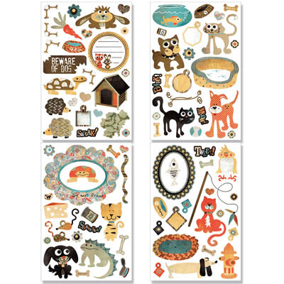 BasicGrey - Max & Whiskers - Chip Sticker Shapes  (sold in 3's)