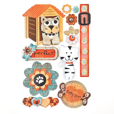 BasicGrey - Max & Whiskers - Pops Layer Stickers  (sold in 3's)