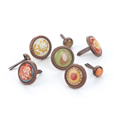 BasicGrey - Pyrus - Glazed Brads  (sold in 3's)