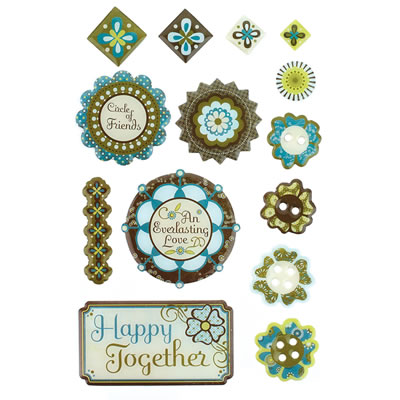 BasicGrey - Marjolaine - Epoxy Stickers  (sold in 3's)
