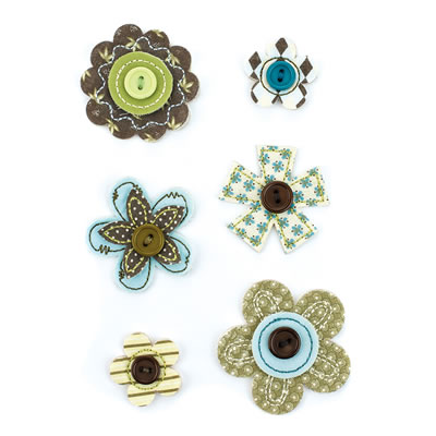 BasicGrey - Marjolaine - Bloomers Fabric Flowers  (sold in 3's)