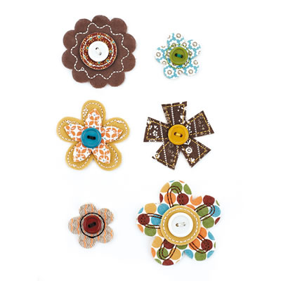 BasicGrey - Pyrus - Bloomers Fabric Flowers  (sold in 3's)