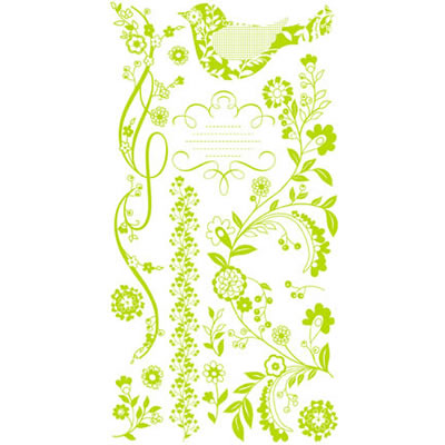 BasicGrey - Lemonade - Canary Green Rub-ons  (sold in 3's)
