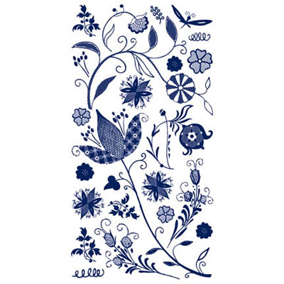 BasicGrey - June Bug - Blooms Navy Rub-ons  (sold in 3's)