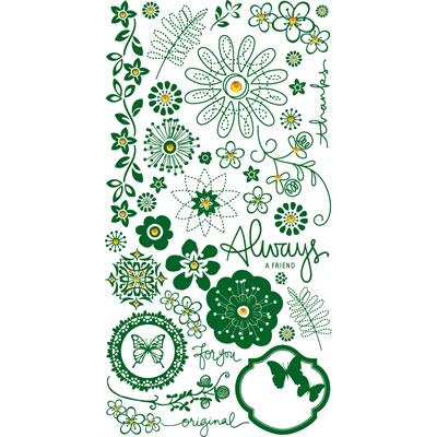 BasicGrey - Origins - Always Sparkling Rub-ons Green  (sold in 3's)