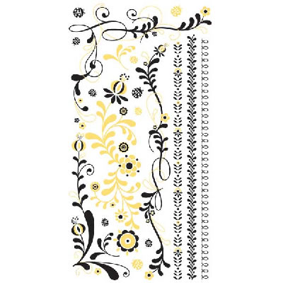 BasicGrey - Whirlygig Yellow Rub-ons  (sold in 3's)