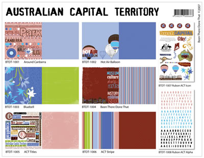 ACT Collection Pack - Contains 12 sheets of paper (2 of each design) and 2 rubons (1 icon and 1 alpha).  (sold individually)