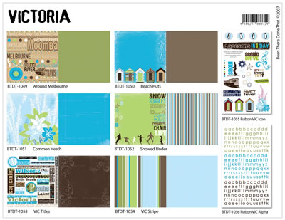 VIC Collection Pack - Contains 12 sheets of paper (2 of each design) and 2 rubons (1 icon and 1 alpha).  (sold individually)