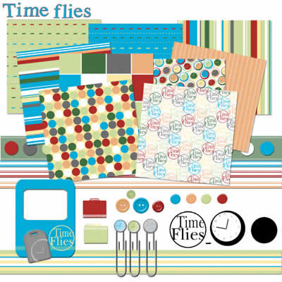 Carolee's Creations - Time Flies Digital Kit  (sold individually)