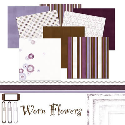 Carolee's Creations - Worn Flowers Digital Kit  (sold individually)