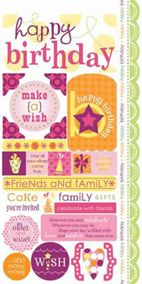 Carolees Creations - Girly Wishes Cardstock Stickers  (pack of 5)