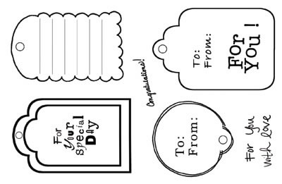 Carolees Creations - Occasion Tags Clear Rubber Stamps  (sold individually)