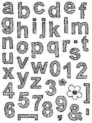 Carolees Creations - Scribbles Alpha Clear Rubber Stamps  (sold individually)