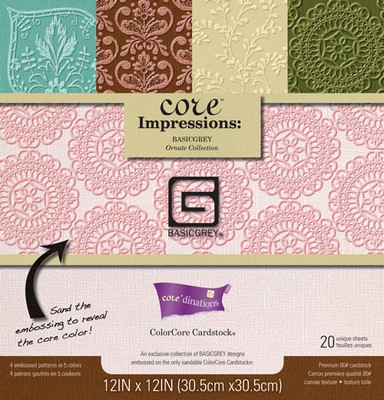 Core'dinations Cardstock - BasicGrey - Core Impressions - Ornate - Collection Pack  (sold individually)