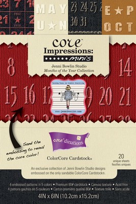 Core'dinations Cardstock - Jenni Bowlin - Core Impressions - Everyday - 4x6 Months of the Year  (sold in 3's)