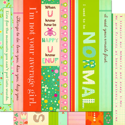 Cosmo Cricket - Girl Friday - Borders 12x12 d/sided cardstock  (pack of 5)
