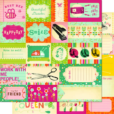 Cosmo Cricket - Girl Friday - Elements 12x12 d/sided cardstock  (pack of 5)