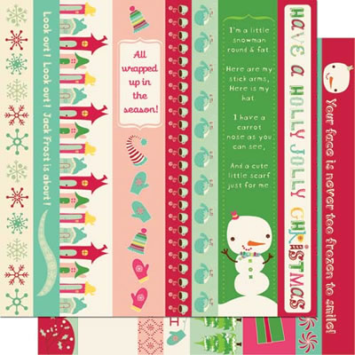 Cosmo Cricket - Jolly by Golly - Borders 12x12 d/sided cardstock  (pack of 5)