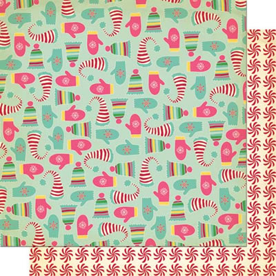 Cosmo Cricket - Jolly by Golly - Smitten Mitten 12x12 d/sided cardstock  (pack of 10)