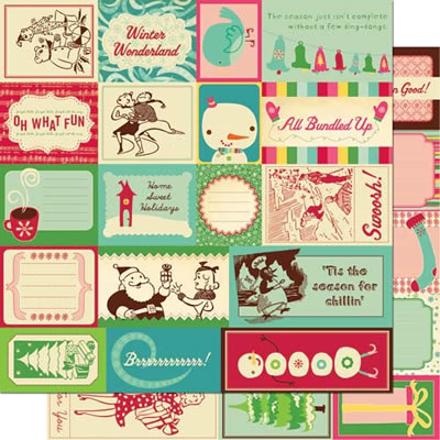 Cosmo Cricket - Jolly by Golly - Elements 12x12 d/sided cardstock  (pack of 5)