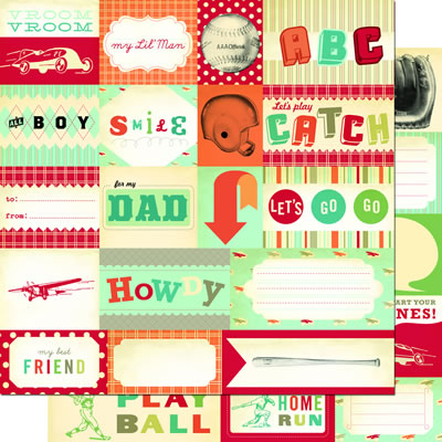 Cosmo Cricket - Lil Man - Borders 12x12 d/sided cardstock  (pack of 5)