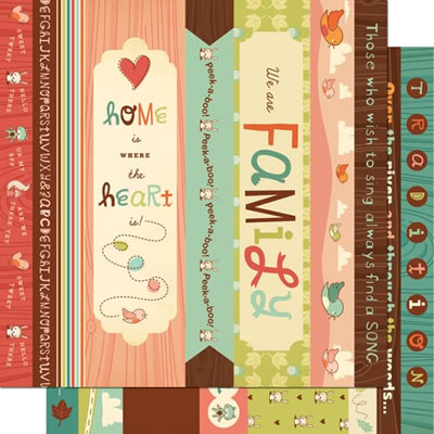 Cosmo Cricket - Nutmeg - Borders 12x12 d/sided cardstock  (pack of 5)