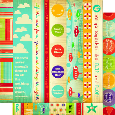Cosmo Cricket - Snorkel - Borders 12x12 d/sided cardstock  (pack of 5)