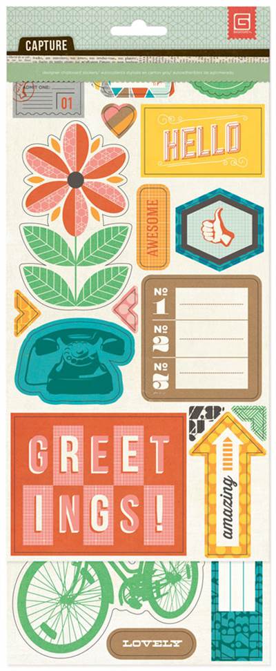 Basic Grey - Capture - Printed Chipboard Shapes (Sold in packs of 6)
