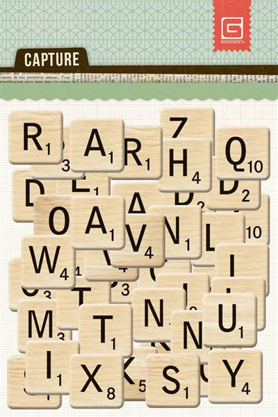 Basic Grey - Capture - Printed Chipboard Alpha (Sold in packs of 6)