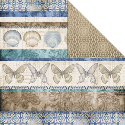 Creative Imaginations - Oceanside - Sea Stripes 12x12 d/sided paper  (pack of 10)