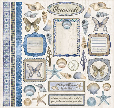 Creative Imaginations - Oceanside - 12x12 Cardstock Stickers  (pack of 6)