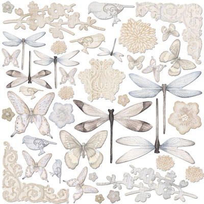 Creative Imaginations - Oceanside - Springtime Paint-it Die Cut Shapes  (sold in 3's)