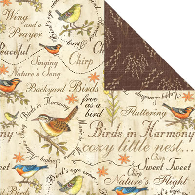 Creative Imaginations - Song Birds - Sweet Tweet 12x12 d/sided paper  (pack of 10)