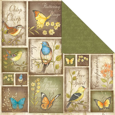 Creative Imaginations - Song Birds - Fancy Flight 12x12 d/sided paper  (pack of 10)