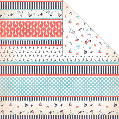 Creative Imaginations - Nautical - Nautical Borders 12x12 d/sided paper  (pack of 10)