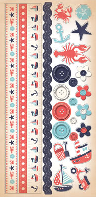 Creative Imaginations - Nautical - 5x12 Chipboard  (sold in 3's)
