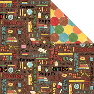 Creative Imaginations - Back to School - School Phrase 12x12 d/sided paper  (pack of 10)